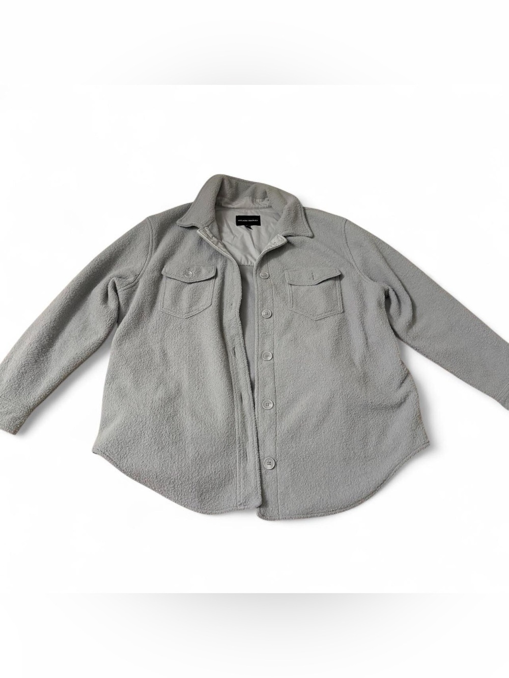 Hilary Radley Light Gray Fleece Button-Front Pea Coat